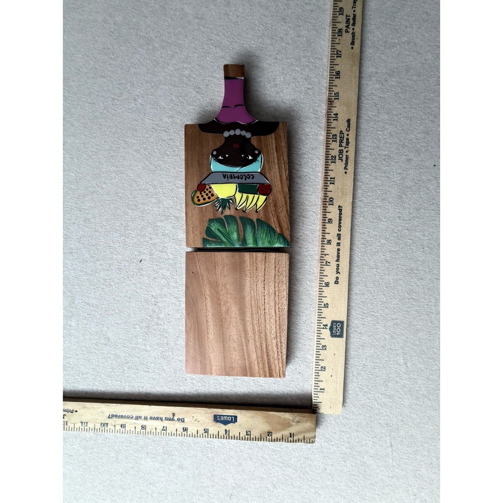 Colombia Hand Painted Wood Mini Cutting Board Palenquera Folk Art Souvenir